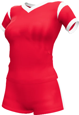 Red kit with white shoulder bands